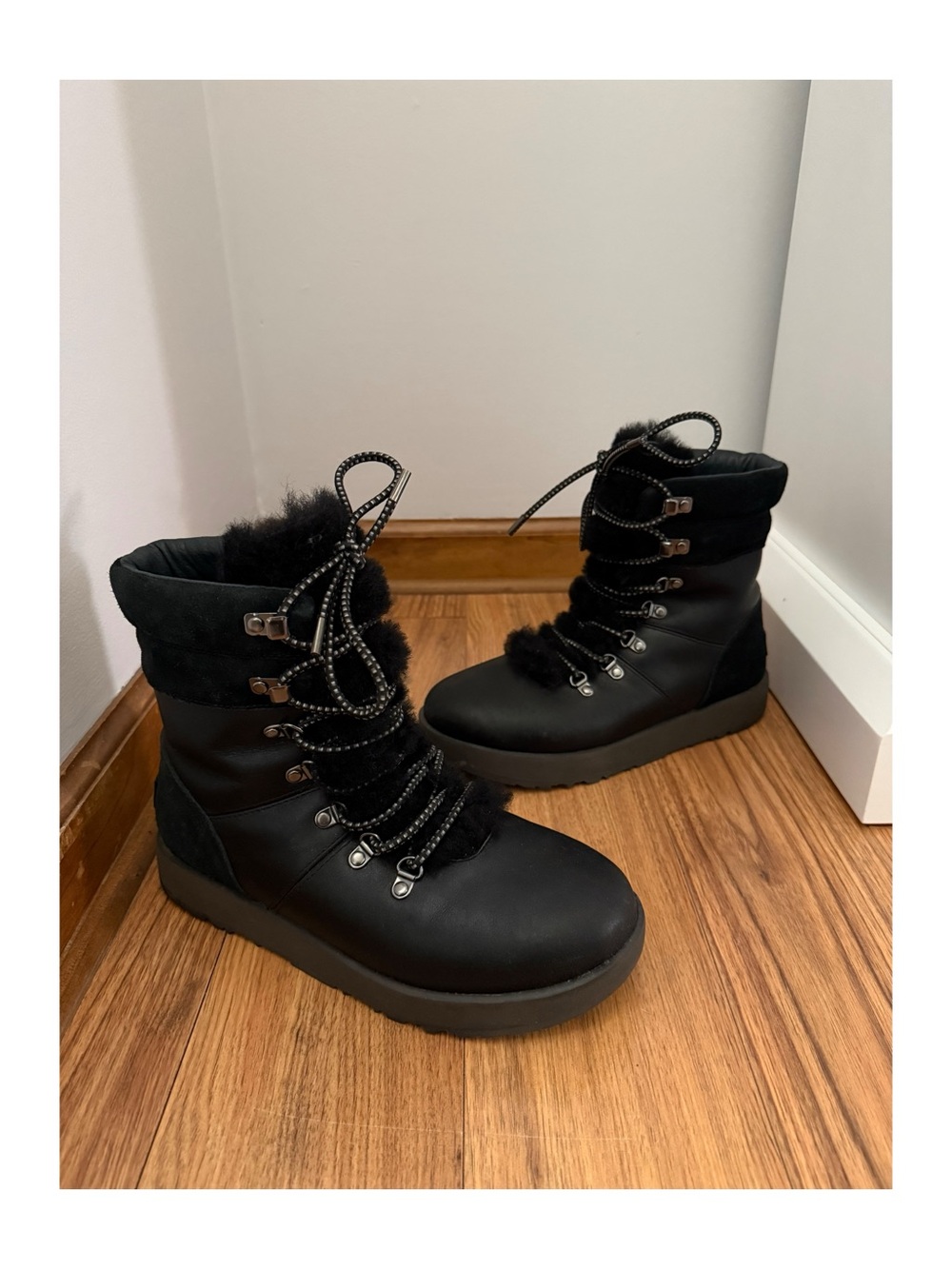 UGG Adirondack Black Fur Lined Boots